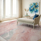 Pink Soft Pink Abstract Wave Area Rug