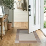Brown Tan Framed Beige Woven Area Rug