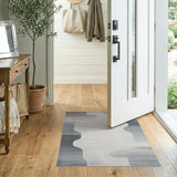 Black and White Modern Wavy Grey Abstract Area Rug