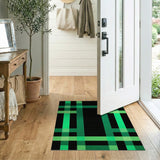 Geometric Modern Vibrant Green Black Plaid Area Rug
