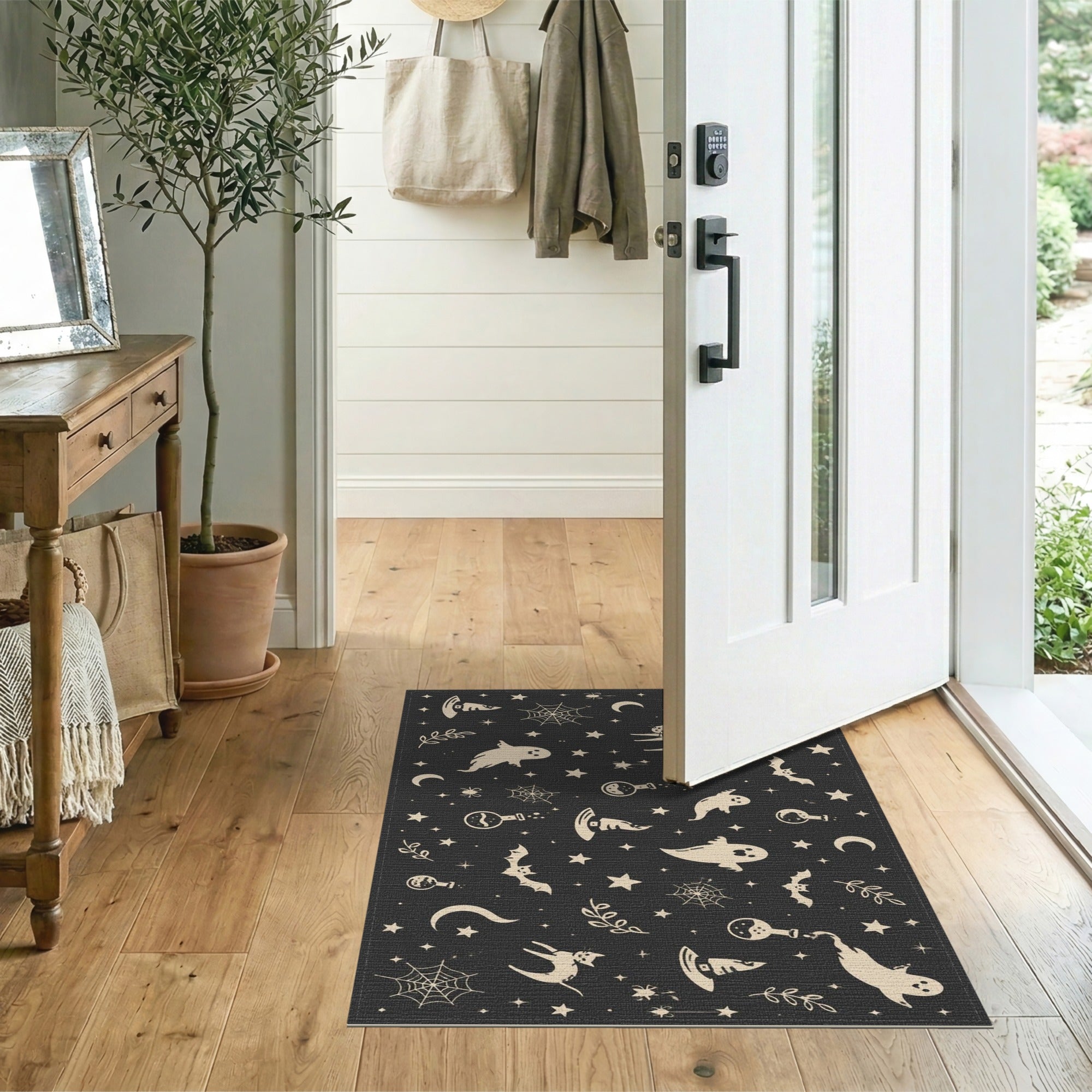 Ghost Cat Halloween Washable Area Rug