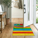 Vibrant Wavy Multi-Color Stripe Area Rug