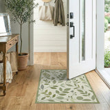 Vintage Green Leaves and Berries Area Rug