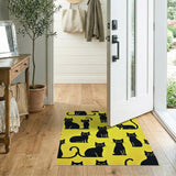 Playful Black Cats on Yellow Area Rug