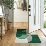 Geometric Modern Emerald Green Geometric Abstract Area Rug
