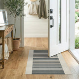 Striped Black White Geometric Area Rug
