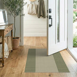 Olive Green and Beige Striped Woven Area Rug