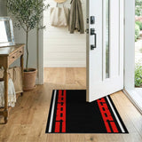 Bold Red Black Geometric Area Rug