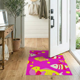 Playful Cartoon Fish Pink Area Rug