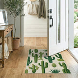 Whimsical Green Cacti Succulent Pattern Rug