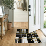 Geometric Modern Gold and Silver Gold Geometric Abstract Area Rug