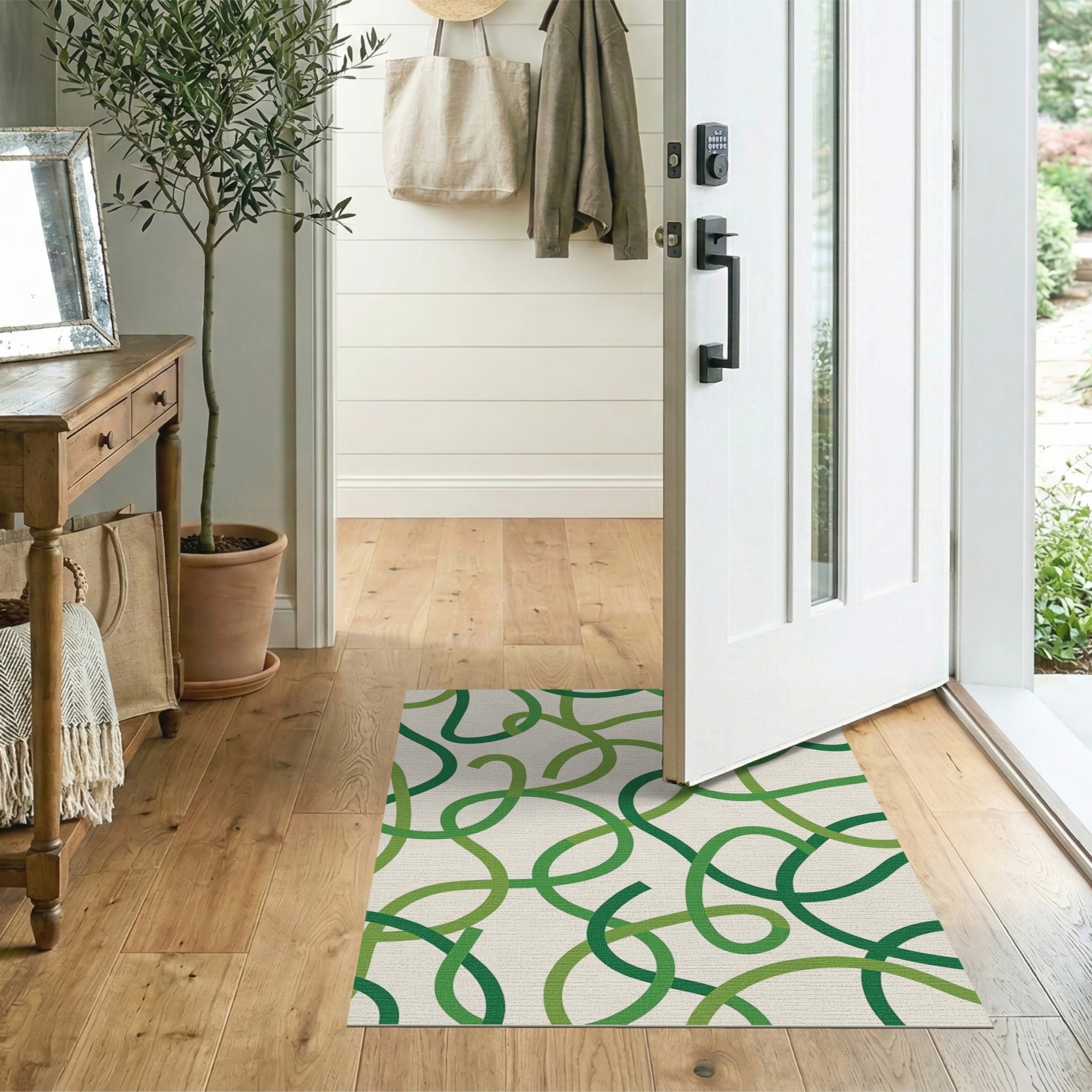 Abstract Area Green Green Swirl Abstract Area Rug