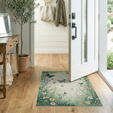 Vintage Green Butterfly Garden Area Rug