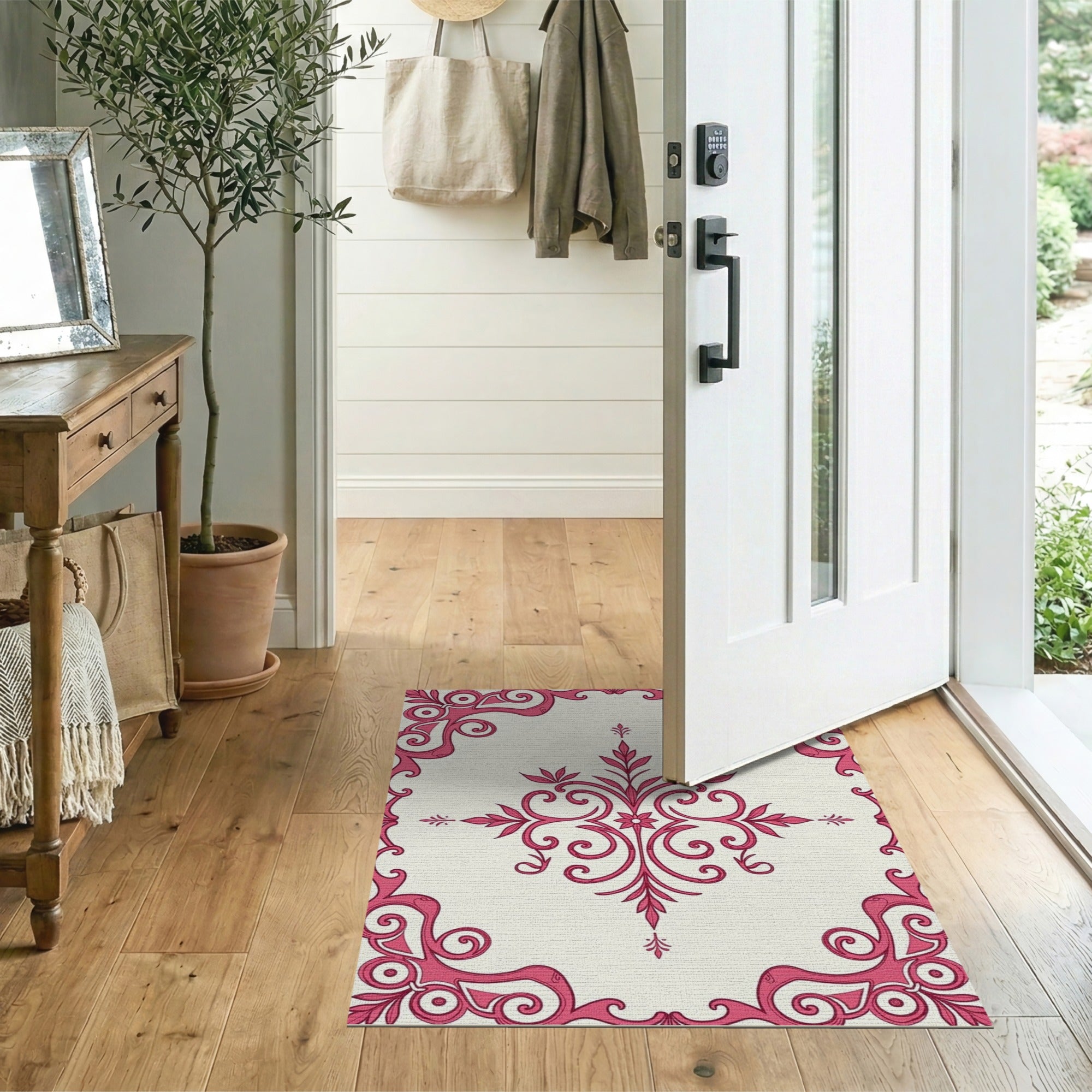 Floral Vintage Pink Ornate Floral Vintage Area Rug