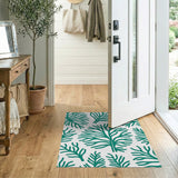 Teal Coral Fern Outline Area Rug
