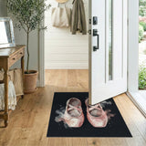 Pink Watercolor Ballet Pointe Shoes Area Rug