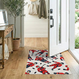 Washable Ice Hockey Sports Area Rug - Red & Navy Low Pile Playroom Mat
