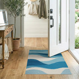 Abstract Area Layered Blue Wave Abstract Area Rug