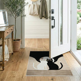 Yin-Yang Black White Cats Area Rug