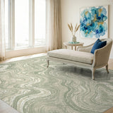 Abstract Area Green Marble Swirl Area Rug