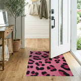 Hot Pink Leopard Print Shag Rug