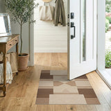 Beige Geometric Woven Area Rug
