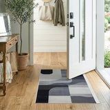 Geometric Modern Abstract Black White Geometric Area Rug