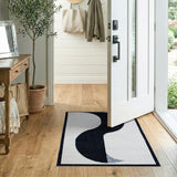 Black White Geometric Wave Area Rug
