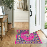 Medallion Pink Vibrant Pink Persian Medallion Area Rug
