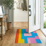 Vibrant Multi-Color Geometric Block Multi-color and Patterns Area Rug