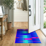 Blue Teal Halftone Geometric Area Rug