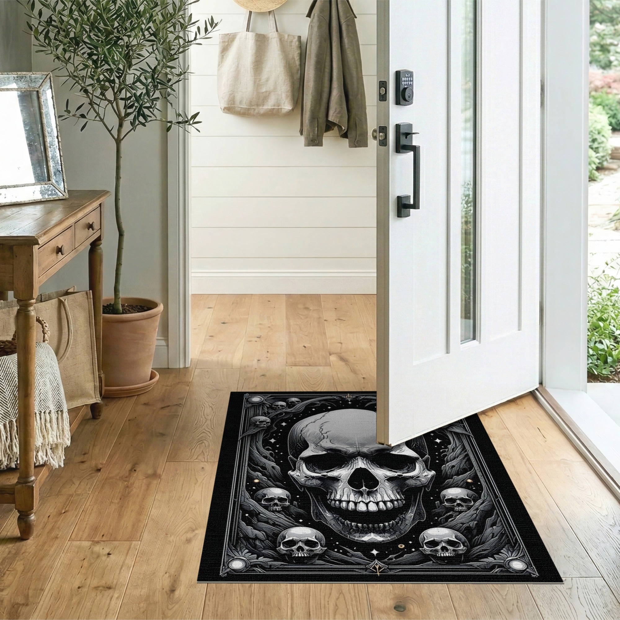 Gothic Skull Ornament Area Rug