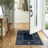 Ornate Starry Night Black White Area Rug