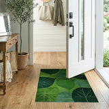Lush Green Leaves Geometric Area Rug