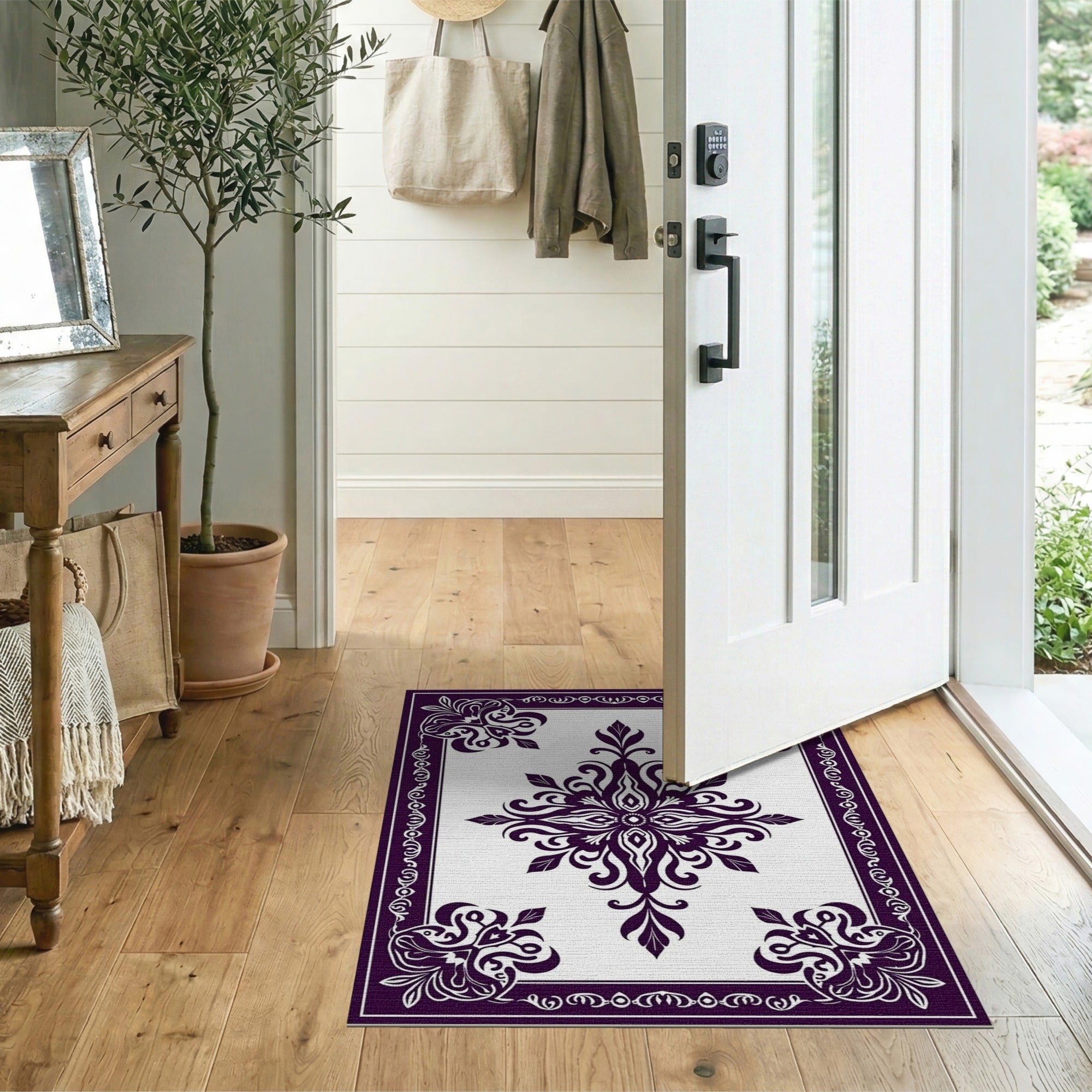 Purple Floral Vintage Purple Ornate Floral Medallion Area Rug