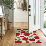 Vibrant Red Apple Cherry Fruit Pattern Area Rug