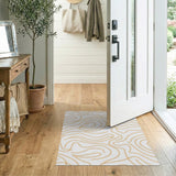 Beige Abstract Contour Lines Area Rug