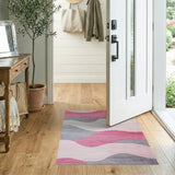Pink Wavy Pink Grey Abstract Area Rug