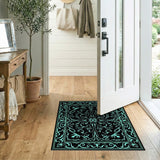 Teal Ornate Medallion Persian Area Rug