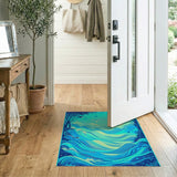 Teal Blue Oceanic Wave Fantasy Area Rug