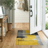 Modern Geometric Grey Yellow Abstract Area Rug