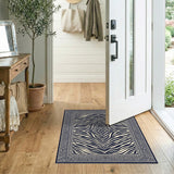 Navy Blue Zebra Geometric Area Rug