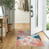 Whimsical Coral Reef Starfish Area Rug
