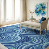 Blue Wave Swirl Area Rug