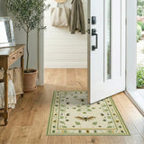 Cream Base Bee Vine Floral Area Rug
