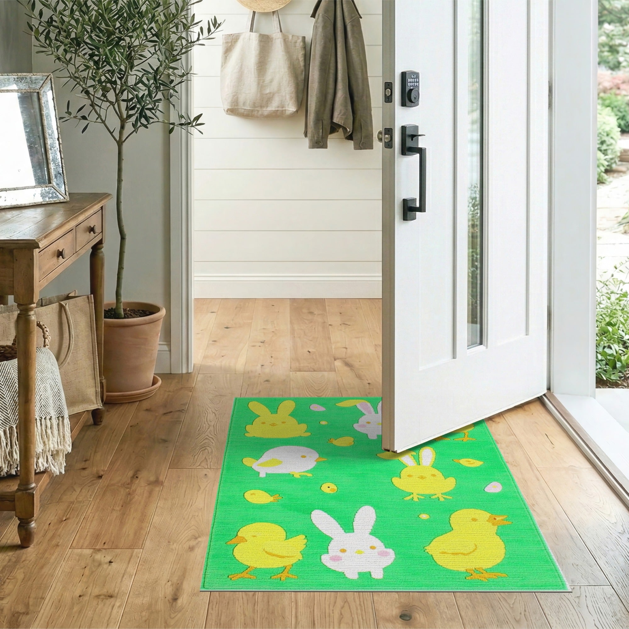 Cute Cartoon Bunny Chick Kids Area Rug