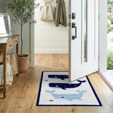 Playful Stacked Whales Navy Area Rug