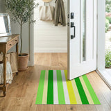 Vibrant Green Yellow Striped Area Rug
