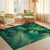 ODIKA Washable Tropical Leaf Emerald Green Area Rug, Non-Slip Low Pile Decor