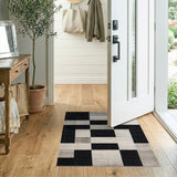 Black and White Geometric Modern Black White Geometric Area Rug